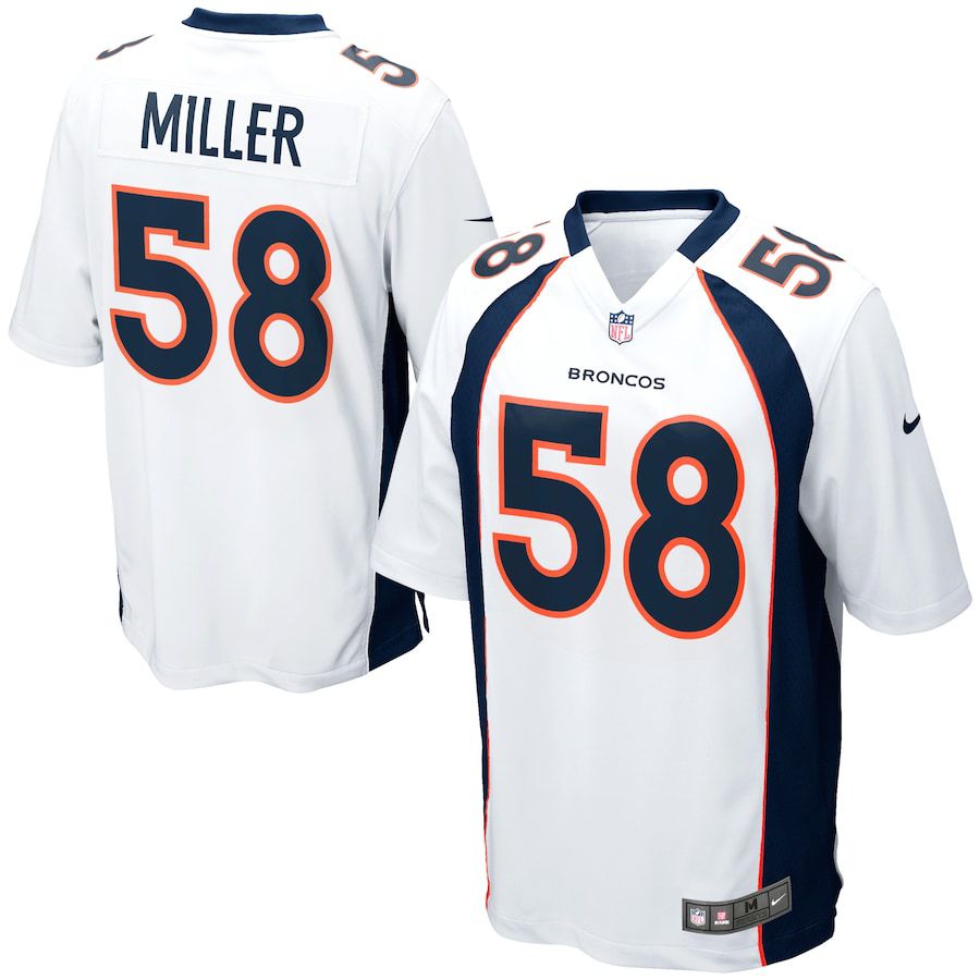 Men Denver Broncos 58 Von Miller Nike White Game NFL Jersey